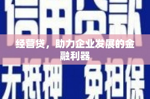 久治经营贷，助力企业发展的金融利器