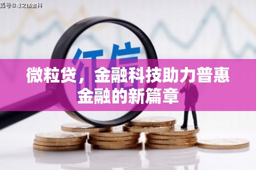 久治微粒贷，金融科技助力普惠金融的新篇章