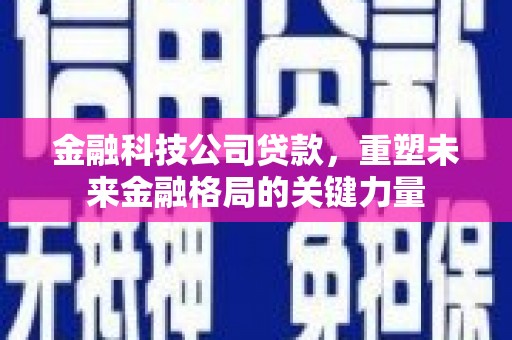 久治金融科技公司贷款，重塑未来金融格局的关键力量