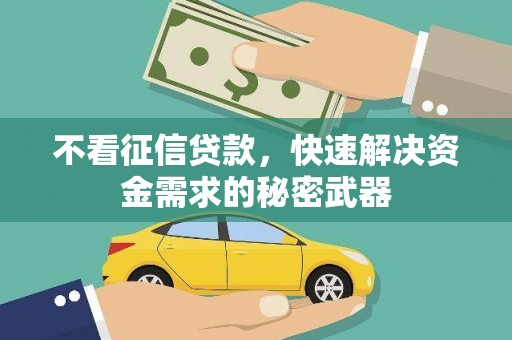 久治不看征信贷款，快速解决资金需求的秘密武器
