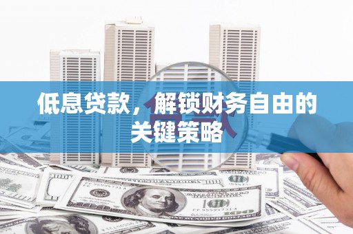 久治低息贷款，解锁财务自由的关键策略