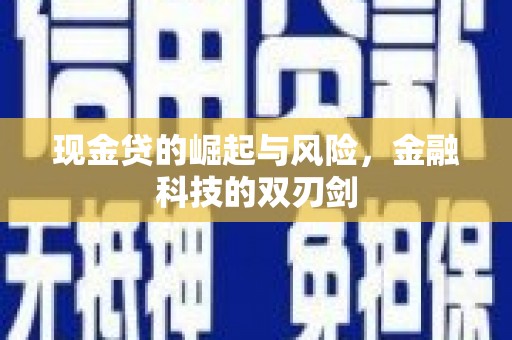 久治现金贷的崛起与风险，金融科技的双刃剑