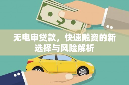 久治无电审贷款，快速融资的新选择与风险解析