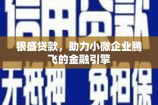 久治银盛贷款，助力小微企业腾飞的金融引擎