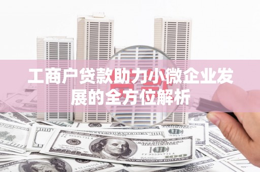 久治工商户贷款助力小微企业发展的全方位解析