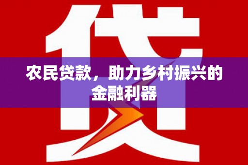 久治农民贷款，助力乡村振兴的金融利器