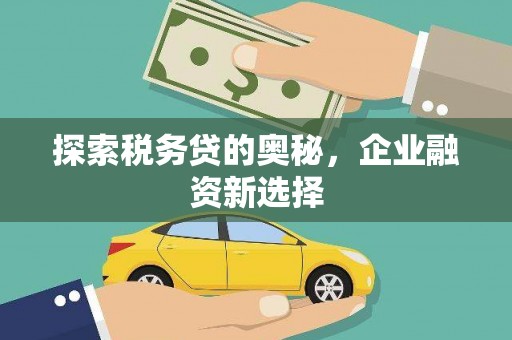 久治探索税务贷的奥秘，企业融资新选择