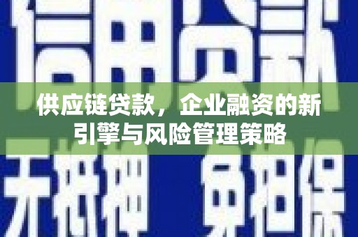 久治供应链贷款，企业融资的新引擎与风险管理策略