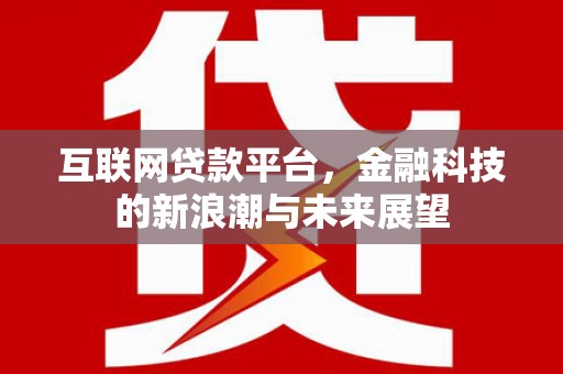 久治互联网贷款平台，金融科技的新浪潮与未来展望