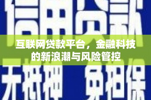 久治互联网贷款平台，金融科技的新浪潮与风险管控