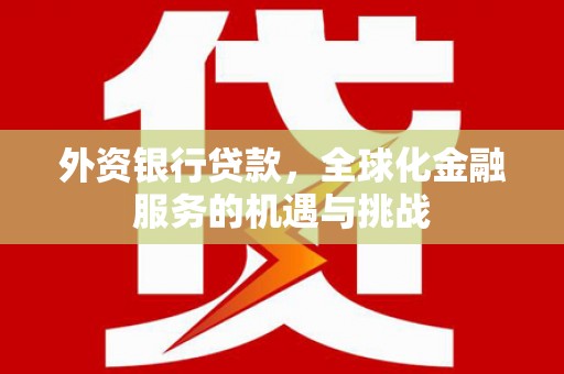 久治外资银行贷款，全球化金融服务的机遇与挑战