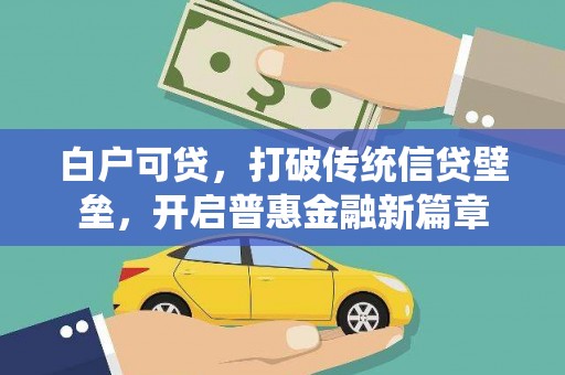 久治白户可贷，打破传统信贷壁垒，开启普惠金融新篇章