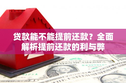 久治贷款能不能提前还款？全面解析提前还款的利与弊