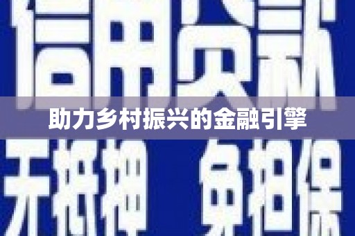 久治助力乡村振兴的金融引擎