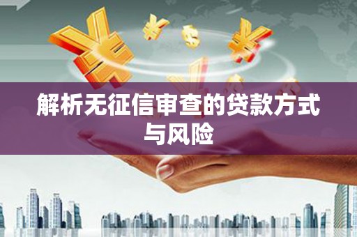 久治解析无征信审查的贷款方式与风险