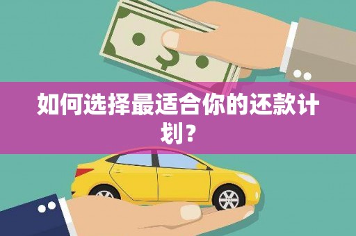 久治如何选择最适合你的还款计划？